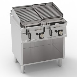 Σχαριέρα GR8FG7T Tecno74 80x70x90cm 16kW Αερίου 2 Ζωνών με Πέτρες Λάβας σε Ανοιχτό Ντουλάπι TECNOINOX