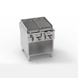 Σχαριέρα GR8FG9T Tecno90 80x90x90cm 20kW Αερίου 2 Ζωνών με Πέτρες Λάβας σε Ανοιχτό Ντουλάπι TECNOINOX