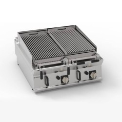 Σχαριέρα GR8G9T Tecno90 80x90x28cm 20kW Αερίου 2 Ζωνών με Πέτρες Λάβας Επιτραπέζια TECNOINOX