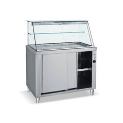 Θερμαινόμενη Βιτρίνα HD-110 110x70x130cm 220/240V 2000W 455lt Inox με Αποθήκη & 2 Συρόμενες Πόρτες Επιδαπέδια BAMBAS