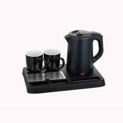 Δίσκος Καλωσορίσματος HT01-0801 36,3x24x3,3Υcm με Βραστήρα Inox 0,8lt 220/240V 50/60Hz 1200W και 2 Κούπες σε Μαύρο Χρώμα Olympia