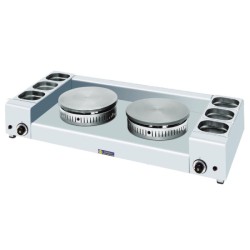Κρεπιέρα KGL2X40 129x57x21cm Υγραερίου Διπλή Φ40 με Ανοξείδωτα Λεκανάκια SERGAS