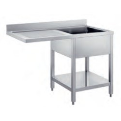 Λάντζα LA-127-1R Neutral 120x70x87cm Inox Ανοιχτή με 1 Γούρνα Δεξιά, Στραγγιστήρι & Ράφι ARTSTEEL