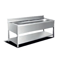 Λάντζα Σκευών LA-127-B 120x70x86cm Inox Ανοιχτή με Γούρνα 96x50x35cm & Ράφι ARTSTEEL
