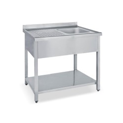 Λάντζα LA1-120 120x70x85cm Inox Ανοιχτή με 1 Γούρνα 34x37x15cm & Ράφι Αντοχής BAMBAS