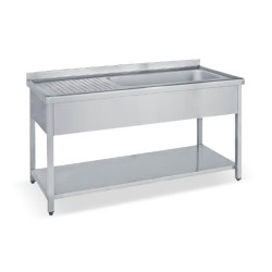 Λάντζα LA126-150 150x70x85cm Inox Ανοιχτή με 1 Γούρνα 126x51x35cm & Ράφι Αντοχής BAMBAS