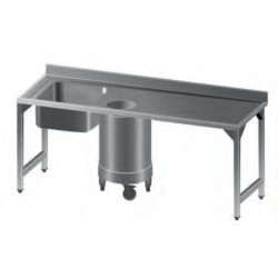 Λάντζα LAB-147-1 140x70x86cm Inox Ανοιχτή με 1 Γούρνα & Κάδο Απορριμάτων ARTSTEEL