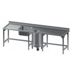Λάντζα LAB-227-1 220x70x86cm Inox Ανοιχτή με 1 Γούρνα, Κάδο Απορριμάτων & Στραγγιστήρι ARTSTEEL