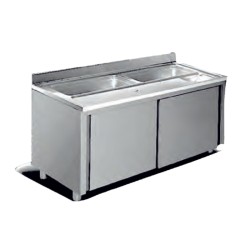 Λάντζα Λαχανικών LC-197-V 190x70x86cm Inox Κλειστή με 2 Γούρνες ARTSTEEL