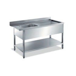 Λάντζα Εισόδου LL-120-R 120x74x85cm Inox Ανοιχτή με 1 Γούρνα & Ράφι με Άκρη Δεξιά ARTSTEEL