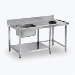 Λάντζα Εισόδου LV-200-L 200x74x85cm Inox Ανοιχτή με 1 Γούρνα, Ράφι & Οπή Απορριμάτων με Άκρη Αριστερά ARTSTEEL