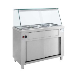Μπεν Μαρί MD-106 106x70x130cm 455lt 220/240V 2000W Inox με 2 Πόρτες, 3 Θέσεις GN1/1 & Βιτρίνα Επιδαπέδιο BAMBAS