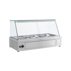 Μπεν Μαρί MT-138 138x70x77cm 220/240V 2000W Inox με 4 Θέσεις GN1/1 & Βιτρίνα Επιτραπέζιο BAMBAS