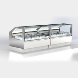 Βιτρίνα Παγωτού NT-121-3 125x120x125cm Inox 1200W για 12 Μπασίνες με Αεραγωγό ARTSTEEL