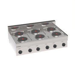 Εστία PC105E/0 Tecno65 105x65x28cm 12kW 400V 3N Ηλεκτρική με 6 Στρογγυλές Εστίες 18cm Επιτραπέζια TECNOINOX