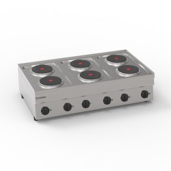 Εστία PC105E/6/0 Tecno60 105x60x30cm 12kW 400V 3N Ηλεκτρική με 6 Στρογγυλές Εστίες 18cm Επιτραπέζια TECNOINOX