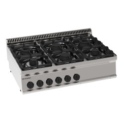 Φλόγιστρο PC105G7 Tecno70 105x70x28cm 30kW Αερίου 6 Καυστήρων με Μαντεμένιες Σχάρες Σκευών Επιτραπέζιο TECNOINOX