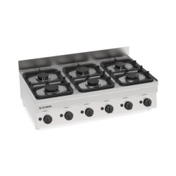 Φλόγιστρο PC105G/6 Tecno60 105x60x30cm 19,8kW Αερίου 6 Καυστήρων με Μαντεμένιες Σχάρες Σκευών Επιτραπέζιο TECNOINOX