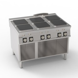 Εστία PC12FE9 Tecno90 120x90x90cm 24kW Ηλεκτρική με 6 Τετράγωνες Εστίες σε Ανοιχτό Ντουλάπι TECNOINOX