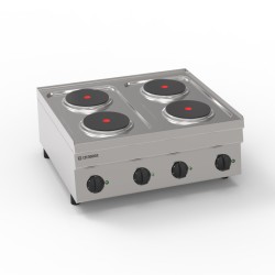 Εστία PC70E/6/0 Tecno60 70x60x30cm 8kW 400V 3N Ηλεκτρική με 4 Στρογγυλές Εστίες 18cm Επιτραπέζια TECNOINOX