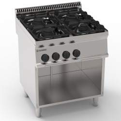 Φλόγιστρο PC70G7A Tecno70 70x70x85cm 19,5kW Αερίου 4 Καυστήρων με Μαντεμένια Σχάρα Σκευών σε Ανοιχτό Ντουλάπι TECNOINOX