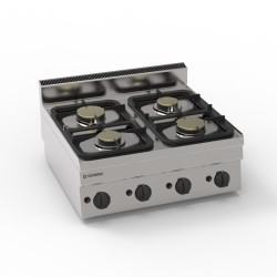Φλόγιστρο PCA70G/0 Tecno65 70x65x28cm 17kW Αερίου 4 Καυστήρων με Μαντεμένιες Σχάρες Σκευών Επιτραπέζιο TECNOINOX