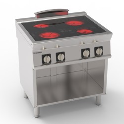 Εστία PCC8FE7 Tecno74 80x70x90cm 8,6kW 400V 3N Ηλεκτρική Κεραμική 4 Εστιών σε Ανοιχτό Ντουλάπι TECNOINOX