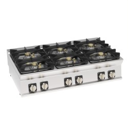 Φλόγιστρο PCH12SG7 Tecno74 120x70x28cm 45kW Αερίου 6 Εστιών με Μαντεμένιες Σχάρες Σκευών Επιτραπέζιο TECNOINOX