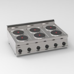 Εστία PCR105E7 Tecno70 105x70x28cm 15.6kW 400V 3N Ηλεκτρική με 6 Στρογγυλές Εστίες 22cm Επιτραπέζια TECNOINOX