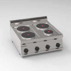 Εστία PCR70E7 Tecno70 70x70x28cm 9.3kW 400V 3N Ηλεκτρική με 3+1 Στρογγυλές Εστίες 22cm & 15cm Επιτραπέζια TECNOINOX
