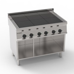 Εστία PCU105FE7 Tecno70 105x70x85cm 15kW Ηλεκτρική με 6 Τετράγωνες Ομοεπίπεδες Εστίες 30x30cm σε Ανοιχτό Ντουλάπι TECNOINOX