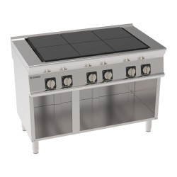 Εστία PCU12FE7 Tecno74 120x70x90cm 18kW Ηλεκτρική με 6 Ομοεπίπεδες Ανακλινόμενες Εστίες σε Ανοιχτό Ντουλάπι TECNOINOX
