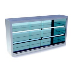 Ποτηριέρα PE-093-G Neutral 90x30x70cm Inox Επιτοίχια με Συρόμενα Κρύσταλλα & 2 Ράφια ARTSTEEL