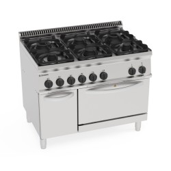 Φλόγιστρο PF105G7 Tecno70 105x70x85cm 34,7kW 400V 3N Αερίου 6 Καυστήρων με Μαντεμένιες Σχάρες Σκευών σε GN2/1 Ηλεκτρικό Στατικό Φούρνο με Ντουλάπι TECNOINOX