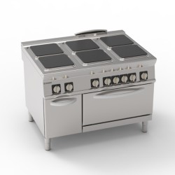 Εστία PF12E9 Tecno90 120x90x90cm 29,3kW Ηλεκτρική με 6 Τετράγωνες Εστίες σε Στατικό Φούρνο GN2/1 με Κλειστό Ντουλάπι TECNOINOX