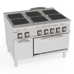 Εστία PF12VE9 Tecno90 120x90x90cm 29kW Ηλεκτρική με 6 Τετράγωνες Εστίες σε Convection Φούρνο GN1/1 με Κλειστό Ντουλάπι TECNOINOX