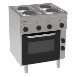 Εστία PF70E/6/0 Tecno60 70x60x85cm 10,5kW 400V 3N Ηλεκτρική με 4 Στρογγυλές Εστίες 18cm σε Convection Φούρνο TECNOINOX