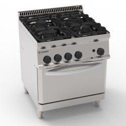 Φλόγιστρο PF70GG7 Tecno70 70x70x85cm 33.5kW Αερίου 4 Καυστήρων με Μαντεμένιες Σχάρες Σκευών σε GN2/1 Στατικό Φούρνο TECNOINOX
