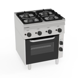 Φλόγιστρο PF70G/6 Tecno60 70x60x85cm 15.7kW 230V Αερίου 4 Καυστήρων με Μαντεμένιες Σχάρες Σκευών σε Ηλεκτρικό Convection Φούρνο TECNOINOX