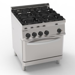 Φλόγιστρο PF70V7 Tecno70 70x70x85cm 24,5kW 400V 2N Αερίου 4 Καυστήρων με Μαντεμένιες Σχάρες Σκευών σε GN1/1 Convection Ηλεκτρικό Φούρνο TECNOINOX
