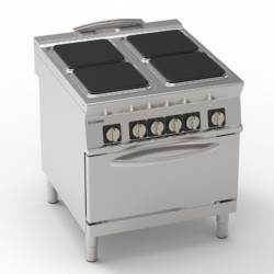 Εστία PF8E9 Tecno90 80x90x90cm 21.3kW Ηλεκτρική με 4 Τετράγωνες Εστίες σε Στατικό Φούρνο GN2/1 TECNOINOX