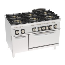Φλόγιστρο PFH12G7 Tecno74 120x70x90cm 42,8kW 380-415V 3N Αερίου με 6 Καυστήρες σε GN2/1 Ηλεκτρικό Στατικό Φούρνο με Ντουλάπι TECNOINOX