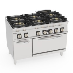 Φλόγιστρο PFH12SGG7 Tecno74 Super 120x70x90cm 52kW Αερίου με 6 Καυστήρες σε GN2/1 Στατικό Φούρνο με Ντουλάπι TECNOINOX