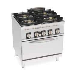 Φλόγιστρο PFH8GG7 Tecno74 80x70x90cm 32kW Αερίου με 4 Καυστήρες & Μαντεμένιες Σχάρες Σκευών σε GN2/1 Στατικό Φούρνο TECNOINOX