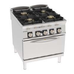 Εστία PFH8GG9 Tecno90 80x90x90cm 39kW Αερίου με 4 Φλόγιστρα σε Στατικό Φούρνο GN2/1 TECNOINOX