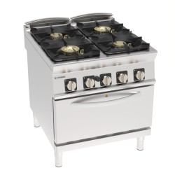 Εστία PFH8HPGG9 Tecno90 High Power 80x90x90cm 49kW Αερίου με 4 Φλόγιστρα σε Στατικό Φούρνο GN2/1 TECNOINOX