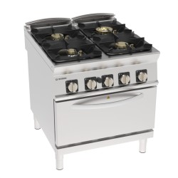 Εστία PFH8SGG9 Tecno90 Super 80x90x90cm 44kW Αερίου με 4 Φλόγιστρα σε Στατικό Φούρνο GN2/1 TECNOINOX