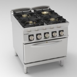 Εστία PFH8SV9 Tecno90 Super 80x90x90cm 42kW Αερίου με 4 Φλόγιστρα σε Ηλεκτρικό Convection Φούρνο GN1/1 TECNOINOX