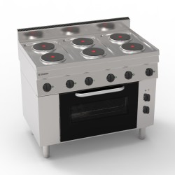 Εστία PFL105E/0 Tecno65 105x65x85cm 14,5kW 400V 3N Ηλεκτρική με 6 Στρογγυλές Εστίες σε Convection GN1/1 Φούρνο TECNOINOX