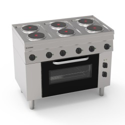 Εστία PFL105E/60 Tecno60 105x60x85cm 14,5kW 400V 3N Ηλεκτρική με 6 Στρογγυλές Εστίες 18cm σε Convection Φούρνο TECNOINOX